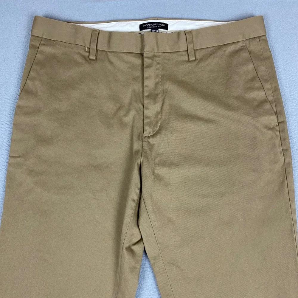 Banana Republic Aiden Slim Fit Stretch Chino Pants Mens 34 Khaki Tan